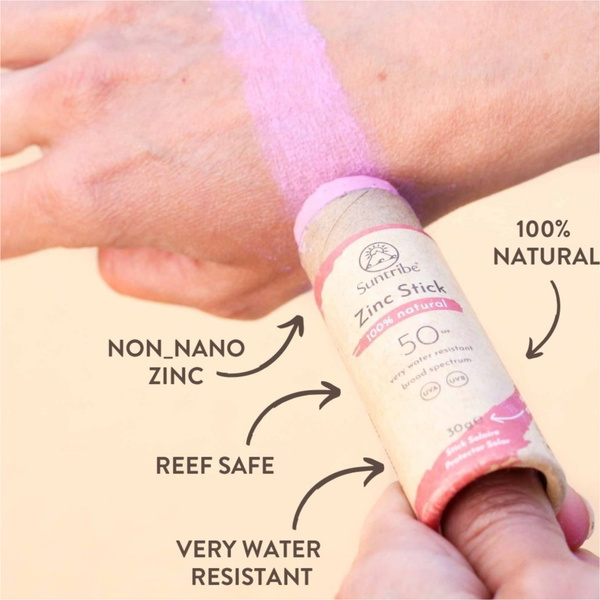 2026 Suntribe Organic Mineral Zinc Sun Stick SPF 50 STZS - Pretty Pink